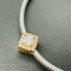 PANDORA 18K Gold Plated Charm with cubic of Zirconia. NWOT